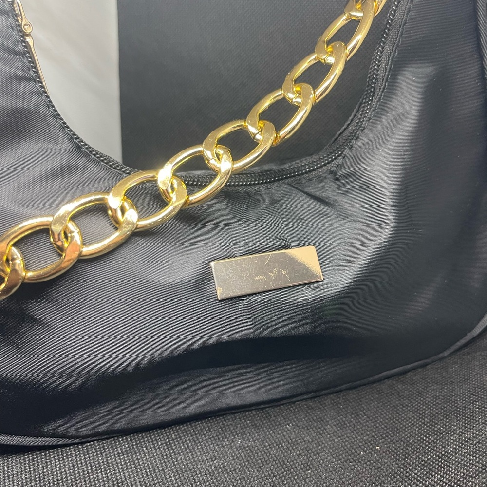 Black Women's Bag with Gold Chain